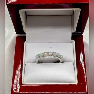 Simulated White Fire Opal Silver 925 Size 7 Ring. New Without Tags